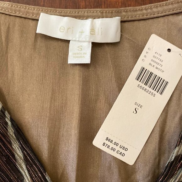 Anthropologie Eri + Ali Black Gold Shimmer Sleeveless Women’s Top Size Small NWT - Picture 6 of 6